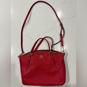 Red leather Coach Kelsey satchel